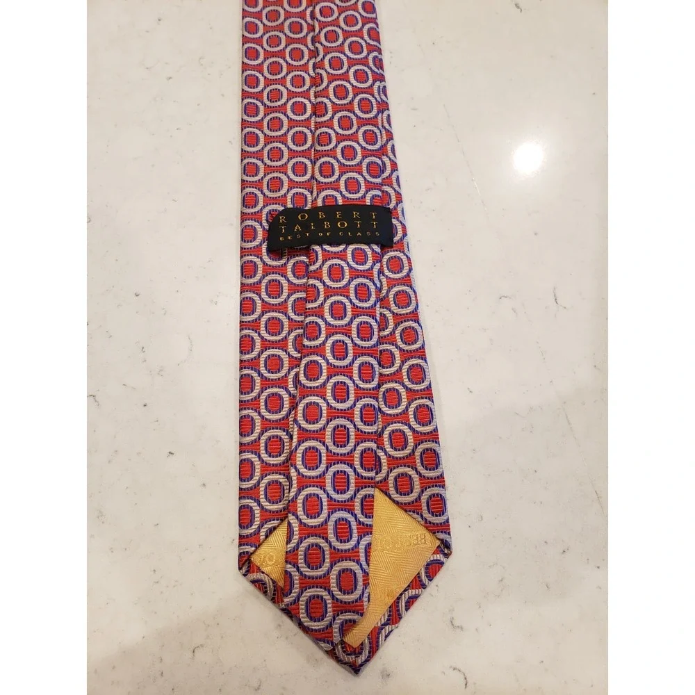 ROBERT TALBOTT Best of Class Mens Silk Necktie‎ Designer, red w/ circles print